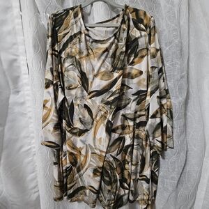 Susan Graver Liquid Knit- Leaf Patterned Tunic Top 4x
